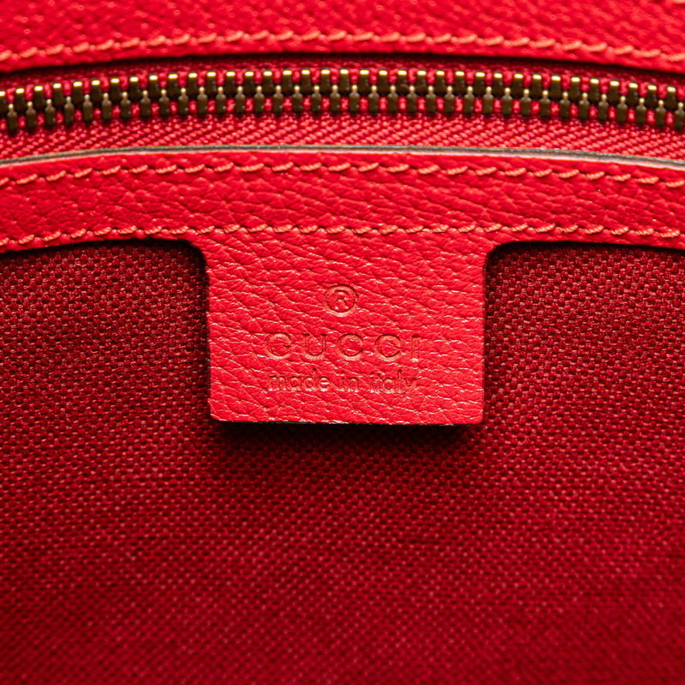 Gucci Drawstring Canvas Leather Backpack Red Whit… - image 5